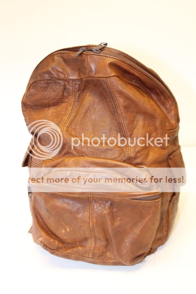 hand crafted chestnut brown genuine leather travel daypack back